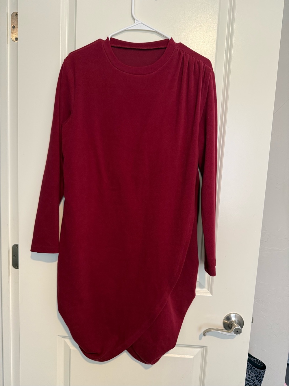 SHEIN CURVE Burgundy Ruched Tulip Hem Long Sleeve Dress 0XL